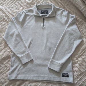 Abercrombie & Fitch Men's M Quarter Zip Pullover Gray Herringbone Textured Knit